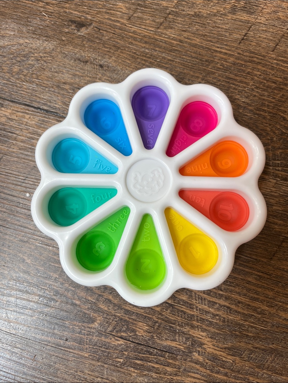 Rainbow Flower Pop-It Sensory Fidget Toy – White Frame with Multicolor Bubbles